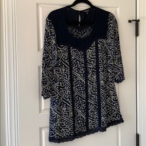 Lucky brand navy and white shirt